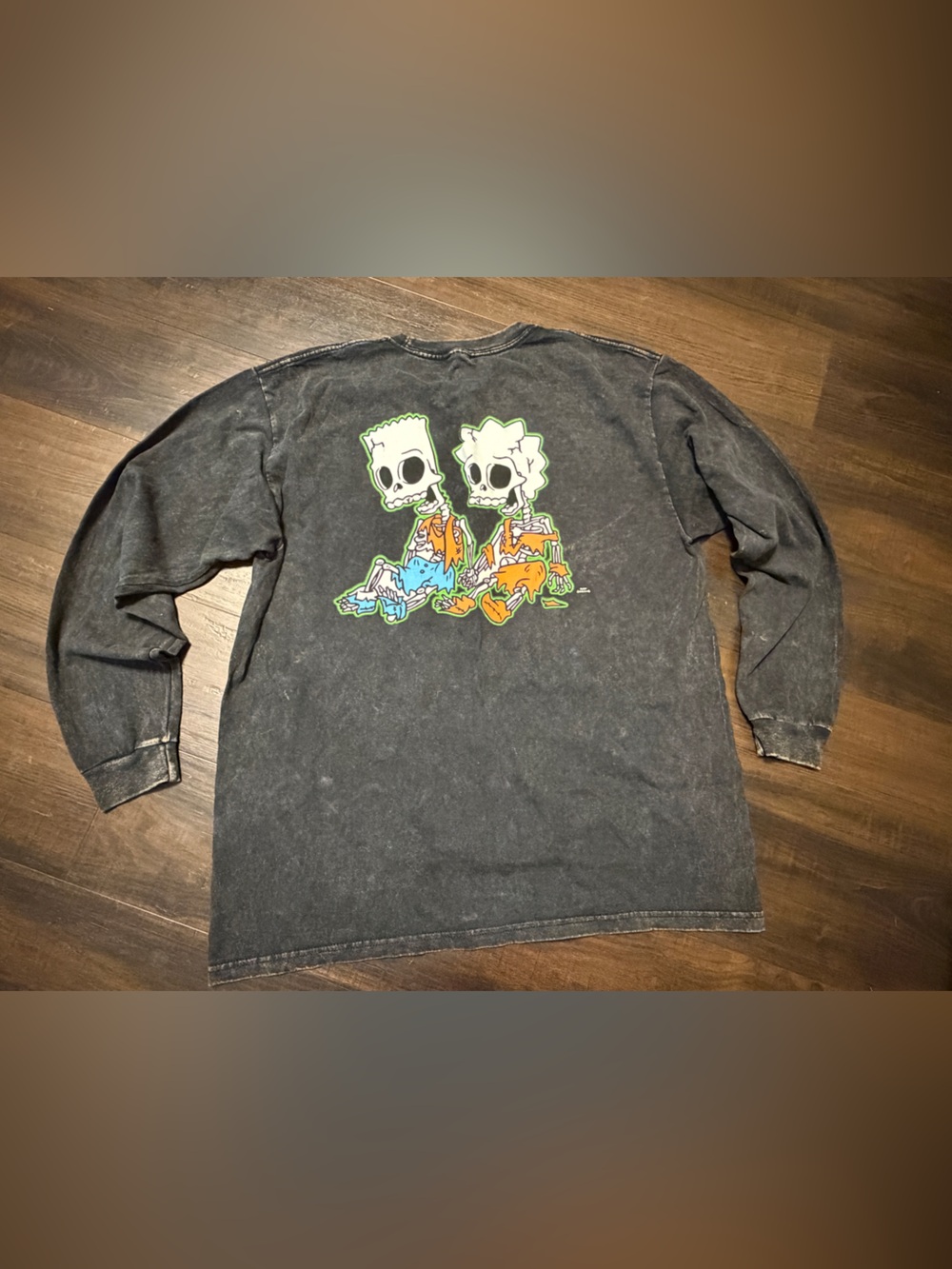 The Simpsons Treehouse of Horror Skeleton Acid Wash Long Sleeve Shirt Large